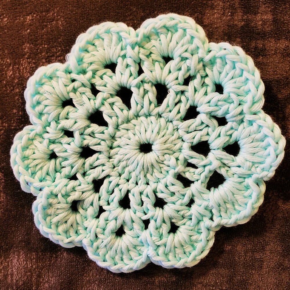Glow in the Dark Crochet Flower Drink Coasters - Set of 2